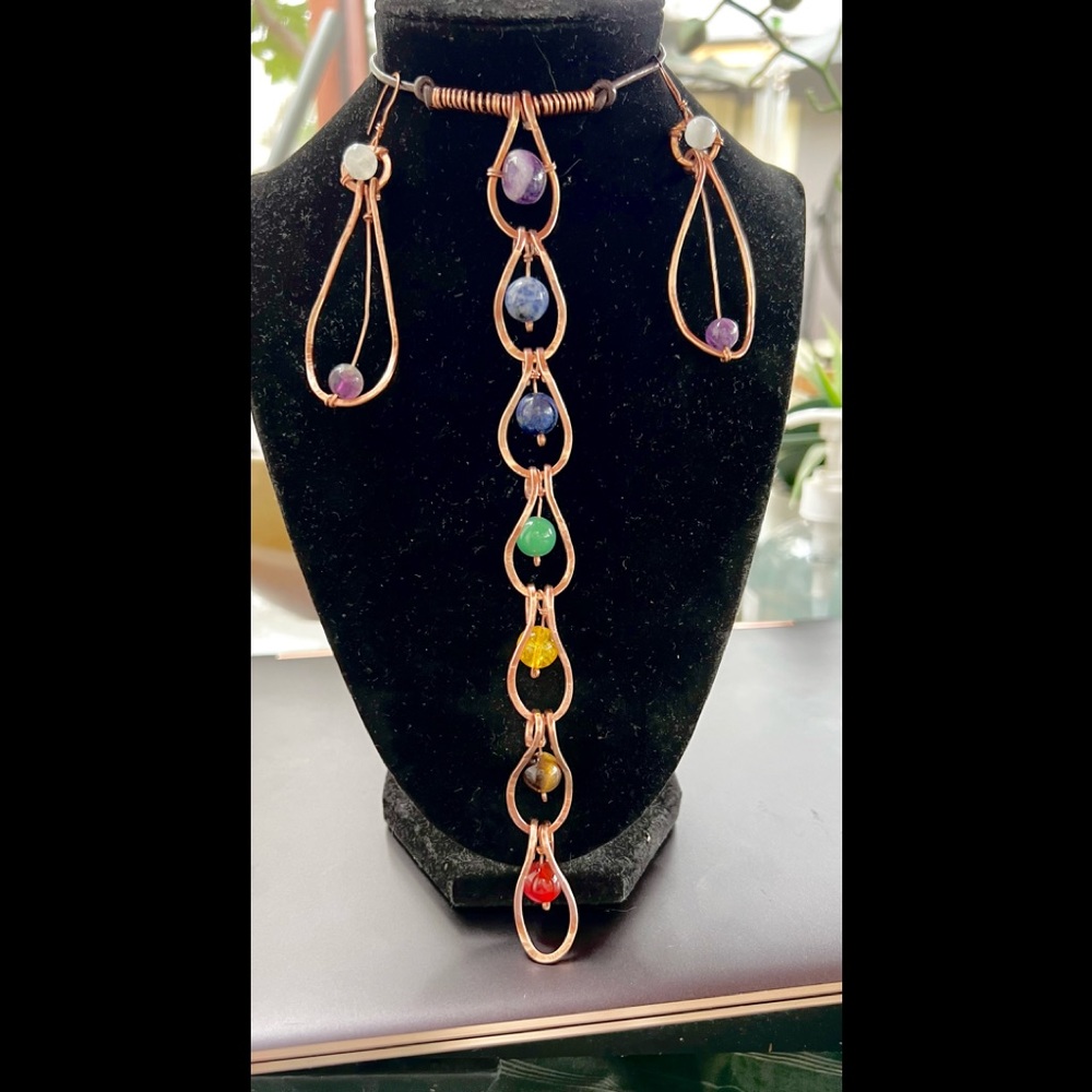 SOLD. 7 Chakra Necklace/Earrings Set